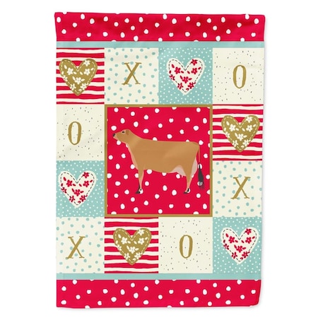 Carolines Treasures 28 x 0.01 x 40 in. Jersey Cow Love Flag Canvas House Size CK5256CHF